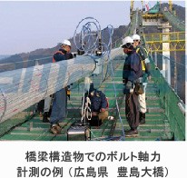 橋梁結構中螺栓軸力測量示例（廣島縣豐島大橋）